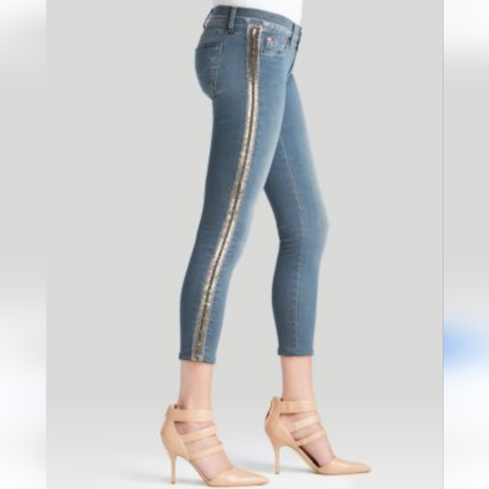 Hudson Jeans Women’s 27 Luna Embellished Crop Super Skinny USA Made
